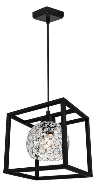 Závěsné svítidlo Crystal Cage, 1x stříbrné křišťálové stínítko v kovovém rámu
