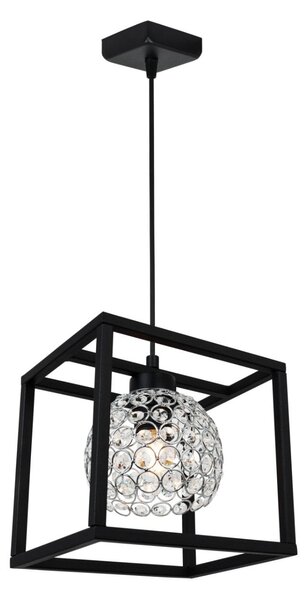 Závěsné svítidlo Crystal Cage, 1x stříbrné křišťálové stínítko v kovovém rámu