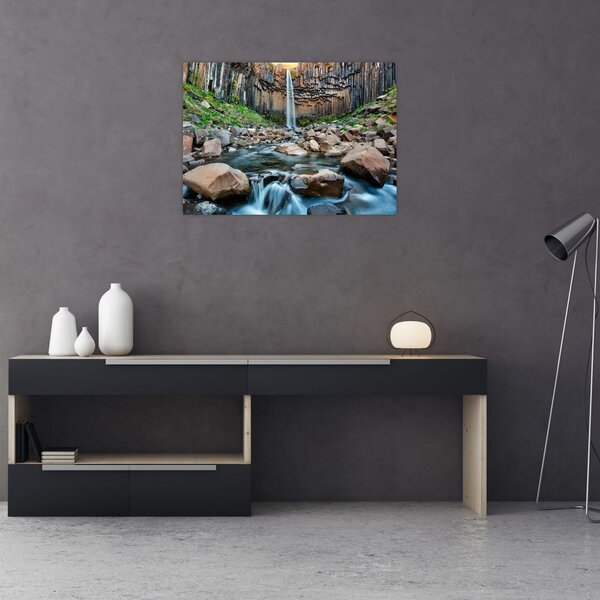 Obraz - Vodopád Svartifoss, Island (70x50 cm)