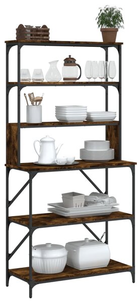 Kuchyňský regál 6patrový kouřový dub 90 x 40 x 180 cm kompozit