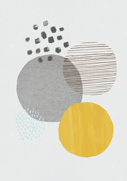 Ilustrace Abstract mustard and grey, Laura Irwin, (30 x 40 cm)