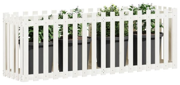Vyvýšený záhon plotový design bílý 200x50x70 cm masiv borovice