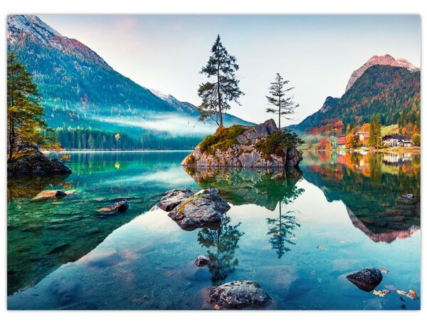 Obraz - Jezero Hintersee, Bavorské Alpy, Rakousko (70x50 cm)
