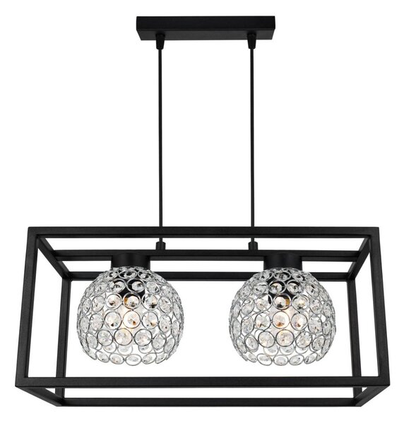 Závěsné svítidlo Crystal Cage, 2x stříbrné křišťálové stínítko v kovovém rámu