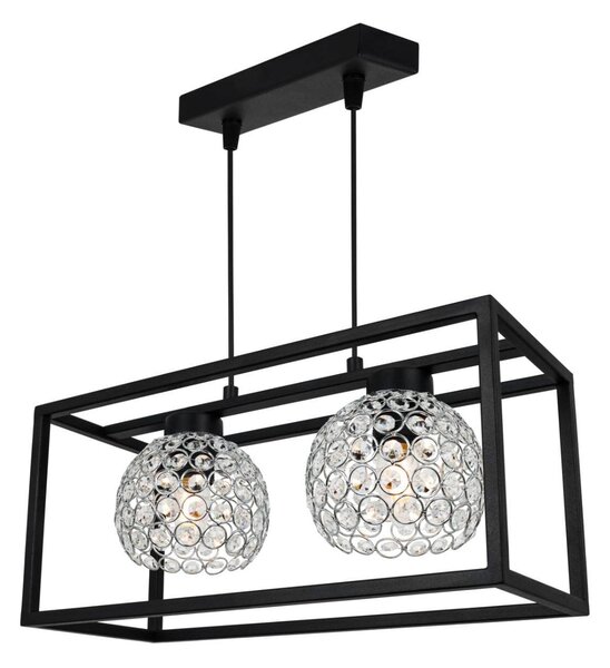 Závěsné svítidlo Crystal Cage, 2x stříbrné křišťálové stínítko v kovovém rámu