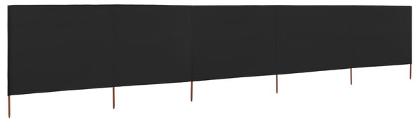 5dílná zástěna proti větru látková 600 x 80 cm černá
