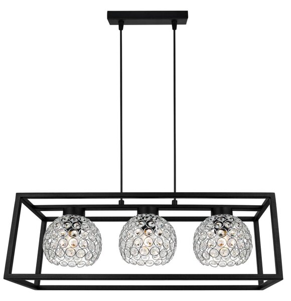 Závěsné svítidlo Crystal Cage, 3x stříbrné křišťálové stínítko v kovovém rámu