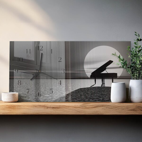 Skleněné hodiny horizontální Klavír zsppc-60x30-00295319