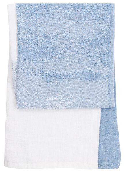Lněný ručník Saari, modro-bílý, Rozměry 95x180 cm
