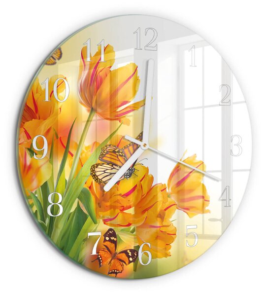 Skleněné hodiny na stěnu Tulipány zsob-fi30-00087410