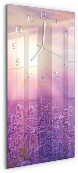 Skleněné hodiny vertikální Levandule zsppb-30x60-00082602