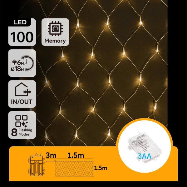 Aigostar - LED Venkovní řetěz 100xLED/8 funkcí 4,5x1,5m IP44 teplá bílá