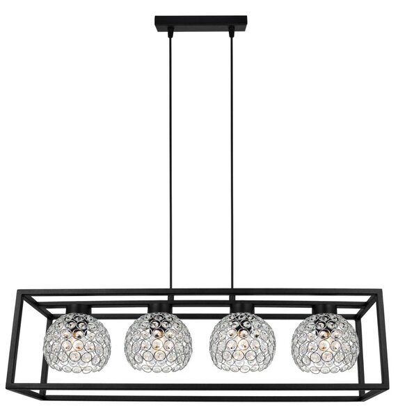 Závěsné svítidlo Crystal Cage, 4x stříbrné křišťálové stínítko v kovovém rámu