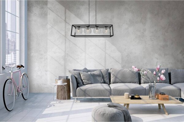 Závěsné svítidlo Crystal Cage, 4x stříbrné křišťálové stínítko v kovovém rámu