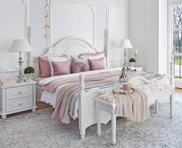 Elegantní bílá postel Queen 180x200 cm