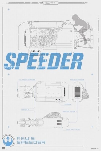 Plakát, Obraz - Star Wars - Rey's Speeder, (61 x 91.5 cm)