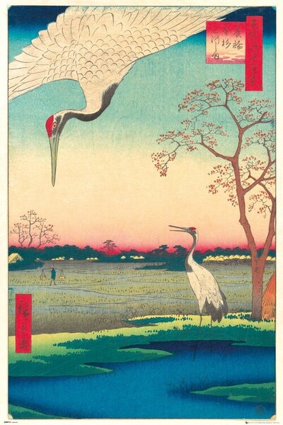 Plakát, Obraz - Hiroshige - Kanasugi at Mikawashima, (61 x 91.5 cm)