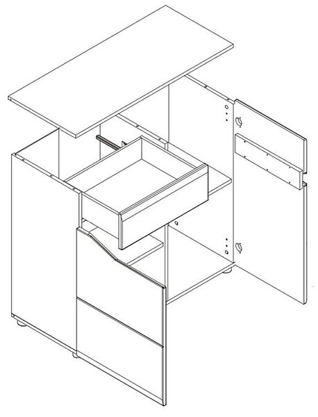 Komoda LIONEL 2D1S - dub sonoma truflový/bílý lesk