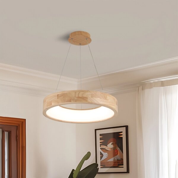 Brilagi -LED Lustr na lanku FALCON WOOD LED/30W/230V 3000/4000/6000K 45 cm dřevo