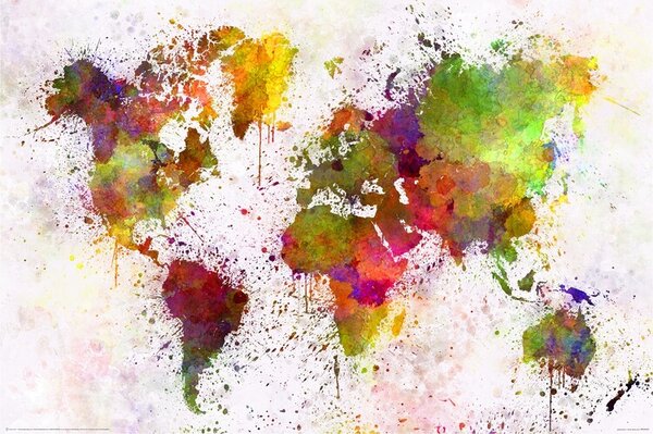 Plakát, Obraz - World Map - Watercolour
