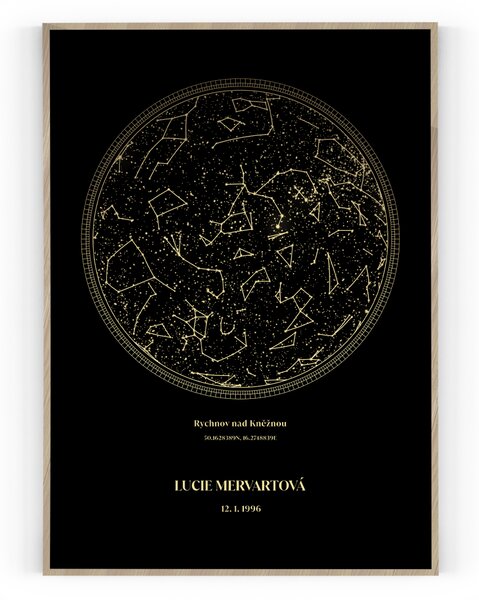 Hvězdná mapa Pololesklý saténový papír 61 x 91,5 cm