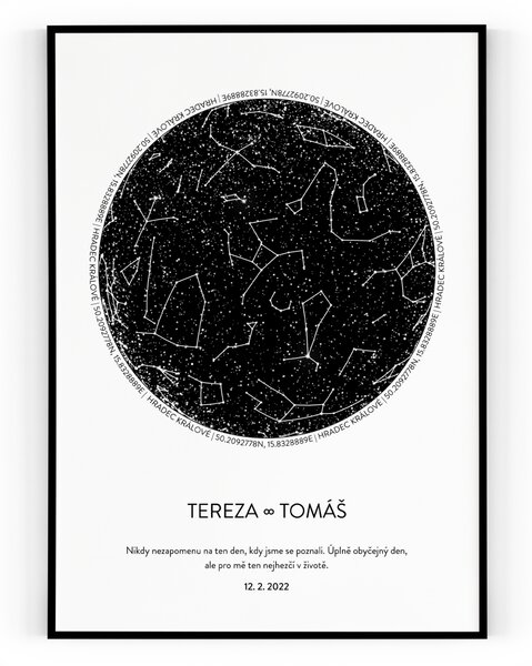 Hvězdná mapa A4 - 21 x 29,7 cm Pololesklý saténový papír