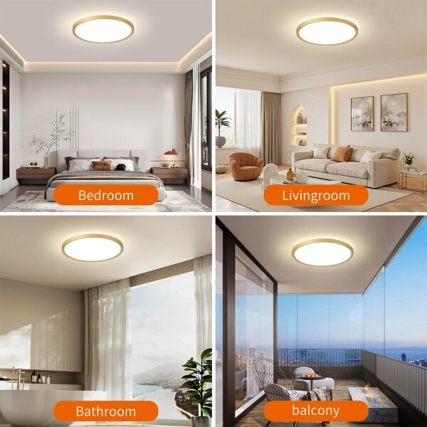 Brilagi - LED Koupelnové svítidlo ULTRA SLIM LED/24W/230V pr. 42 cm zlatá IP54