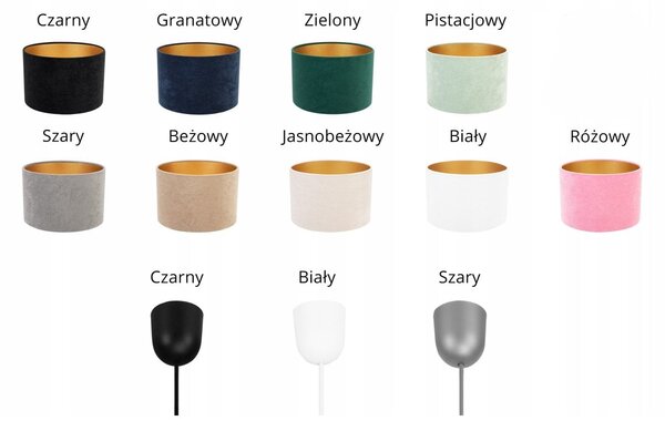 Závěsné svítidlo Mediolan, 1x textilní stínítko (výběr z 10 barev), (výběr ze 3 barev konstrukce), g, lp