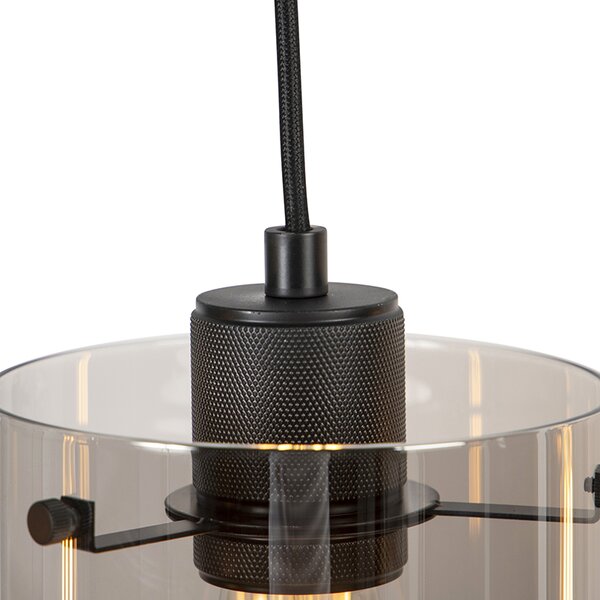 Chytré závěsné svítidlo černé s kouřovým sklem vč. 4 Wifi ST64 - Dome