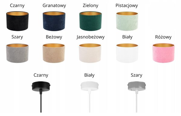Závěsné svítidlo Mediolan, 1x textilní stínítko (výběr z 10 barev), (výběr ze 3 barev konstrukce), g