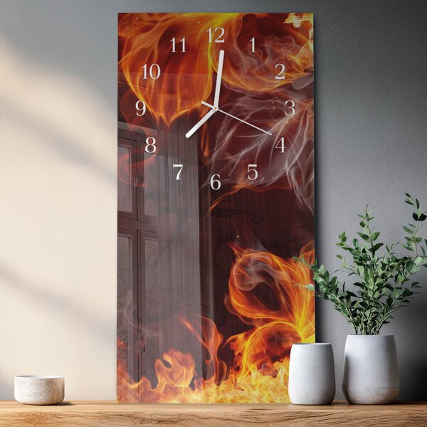 Skleněné hodiny vertikální Květy ohně zsppb-30x60-00080391