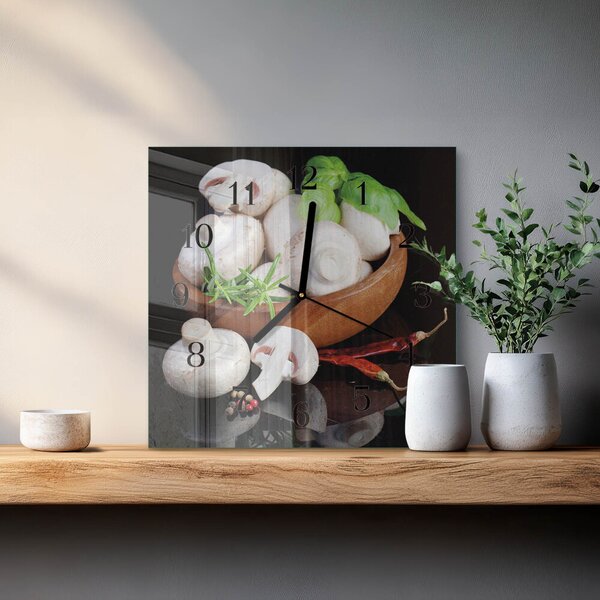 Skleněné hodiny na stěnu Houby zskc-30x30-00183676