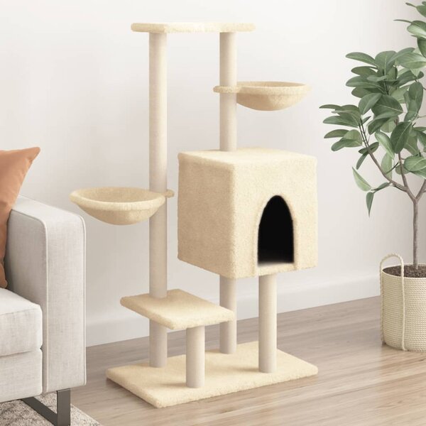 Škrabadlo pro kočky se sisalovými sloupky krémové 117 cm 172118