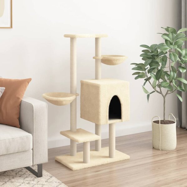 Škrabadlo pro kočky se sisalovými sloupky krémové 117 cm 172118