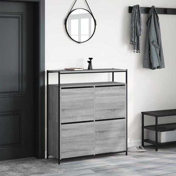 Botník se 4 výklopnými zásuvkami šedý sonoma 100 x 34 x 112 cm
