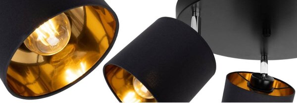 Stropní svítidlo Gama, 3x černé textilní stínítko, (možnost polohování)