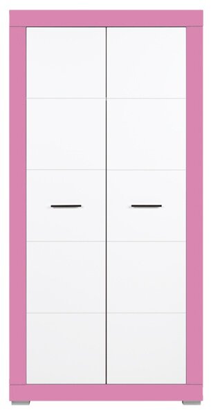 Dětská šatní skříň Twin - bílá/růžová