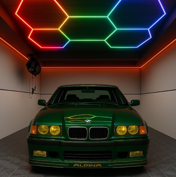 AG HEXAGON RGB 180W LED lampa pro osvětlení panelů, dílna, domácnost + aplikace pro dálkové ovládání