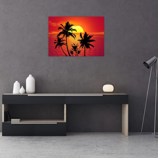 Obraz siluety ostrova s palmami (70x50 cm)