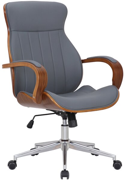 Kancelářská židle Royston - ohýbané dřevo a umělá kůže | ořech a šedá
