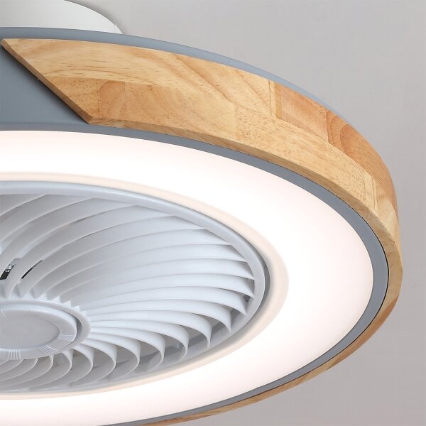 Brilagi - LED Stmív. svítidlo s ventilátorem LED/38W/230V 50 cm šedá/dub + DO
