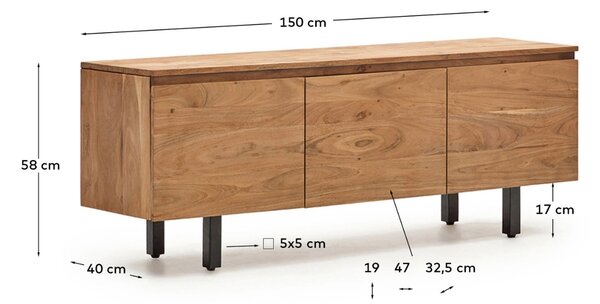 Kave Home Dřevěný TV stolek Uxue 150 x 40 cm