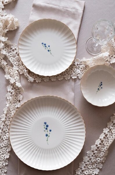 Jídelní sada 27 ks bílá/zlatá/porcelán