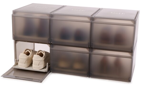 Joseph Joseph Set šesti šedých plastových úložných boxů na boty Shoecase