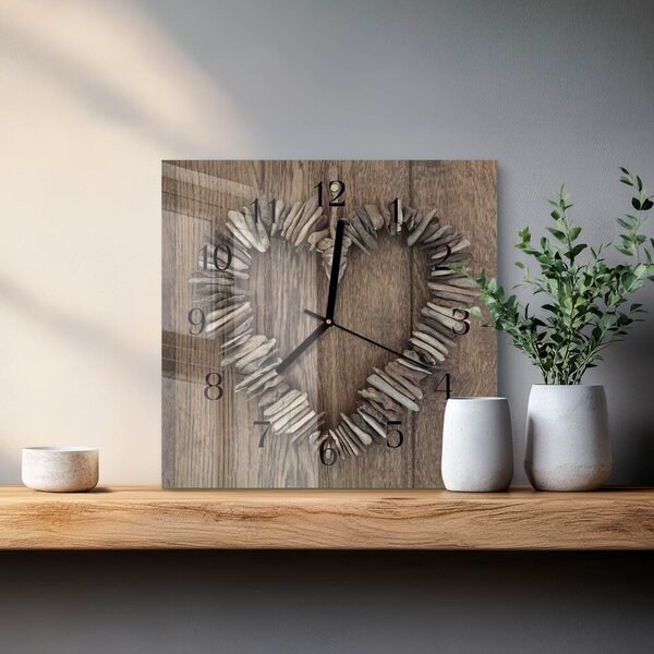 Skleněné hodiny na stěnu Srdce zskc-30x30-00179351