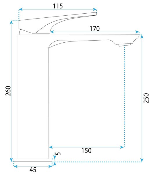 Rea Prime Premium, vysoká umyvadlová baterie h-260, chromová, REA-B6774