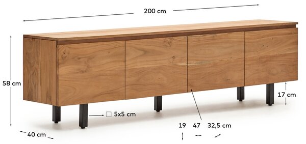 LÉTO -15% Kave Home Dřevěný TV stolek Uxue 200 x 40 cm