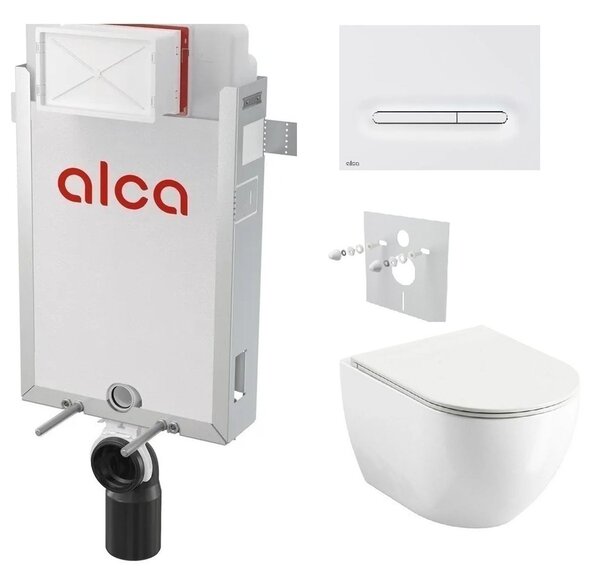 Alcadrain Set modul k zazdění, WC Urban City, sedátko s tlač.bílá mat M1876 KAE016 1 set