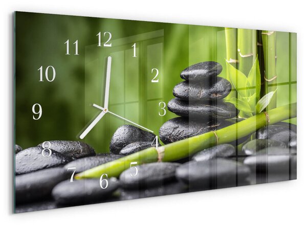 Skleněné hodiny horizontální Zenové kameny zsppb-60x30-00295275
