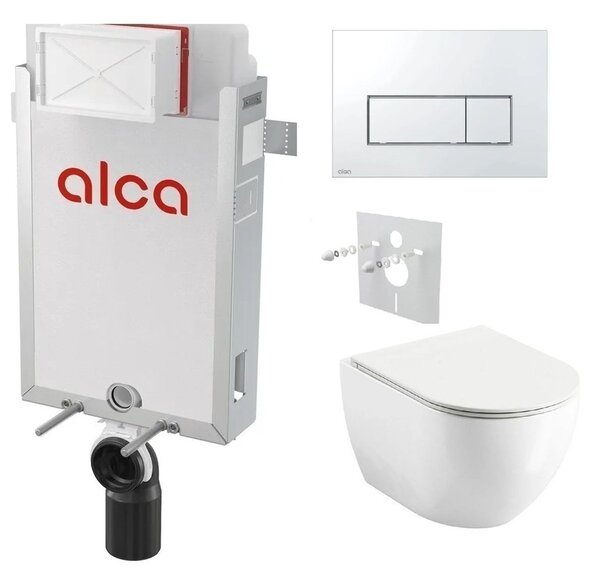 Alcadrain Set modul k zazdění, WC Urban City, sedátko s tlač.chrom lesk M571 KAE013 1 set